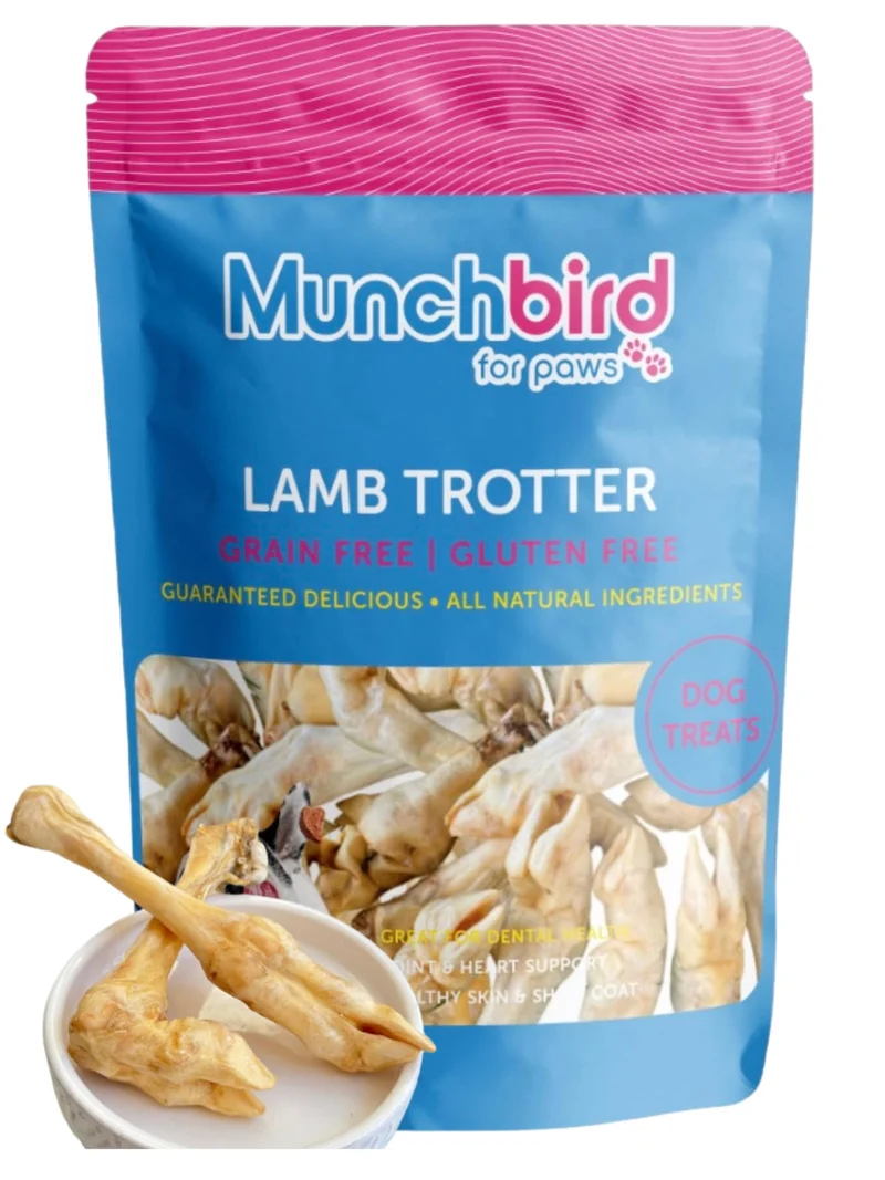 Munchbird Lamb Trotter – Friandises Déshydratées pour Chiens, Sans Rawhide, Glucosamine & Chondroïtine (4,5 oz)