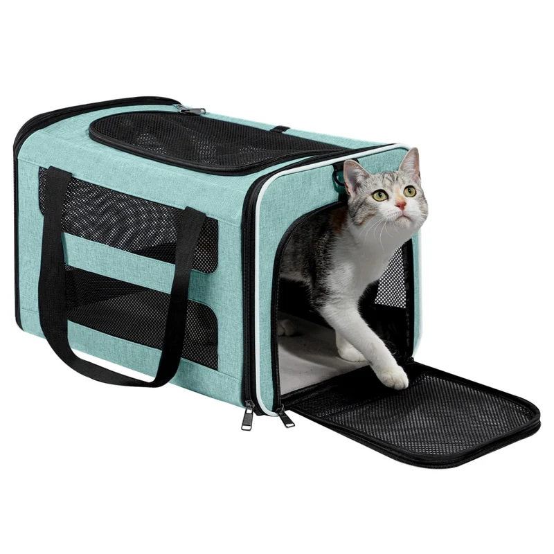 PAPZER Sac de transport souple pour chats moyens et petits chiens – bleu turquoise