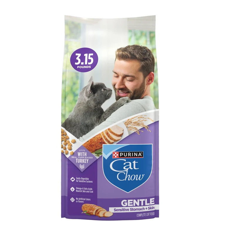 Purina Cat Chow Doux pour Estomac et Peau Sensibles – Dinde, Croquettes pour Chat Adulte (Pack de 4 x 1,43 kg)