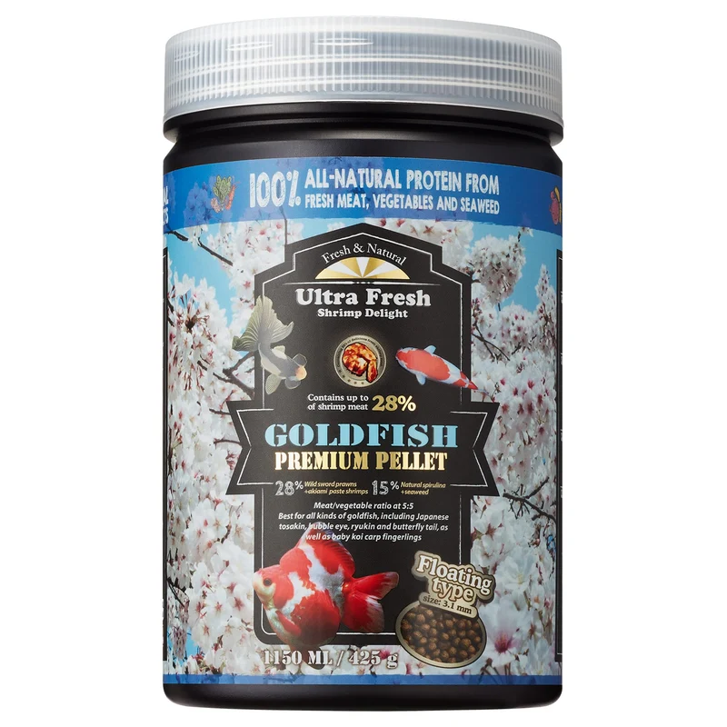 Ultra Fresh – Nourriture Goldfish Flottante Premium, Couleur Améliorée, Ingrédients Naturels, Eau Claire, Pellet 15 oz