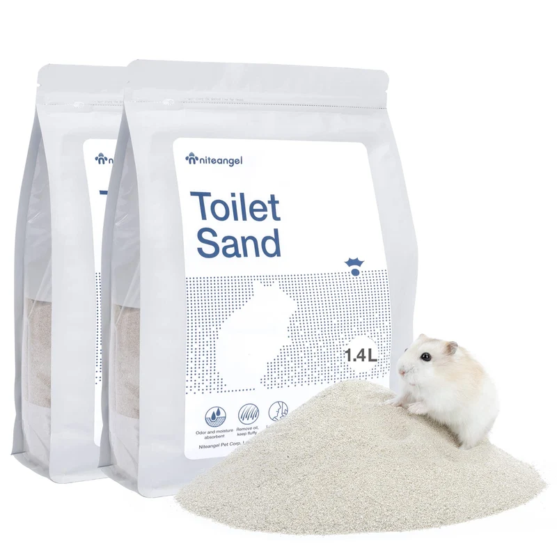 Niteangel Sable de bain et entraînement pour hamsters – Litière pour petits rongeurs (1,4 L x 2) – Label Bleu