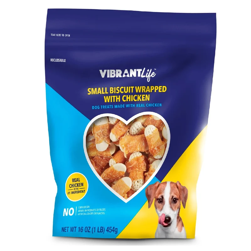 Vibrant Life – Petits Biscuits Enrobés au Poulet (16 oz) – Friandises pour Chien