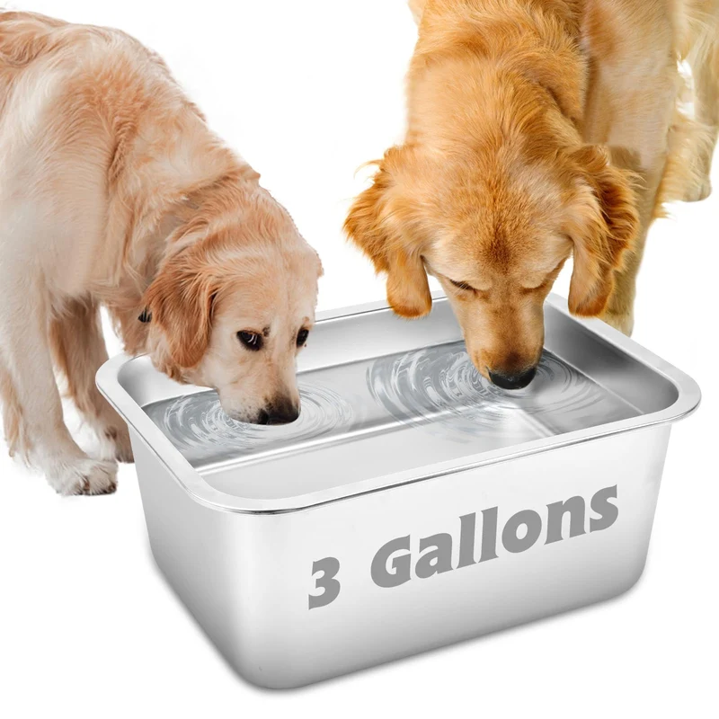 YUEPET Bol en inox 3 galons – Grand bol eau et nourriture pour chiens extralarges, usage intérieur et extérieur