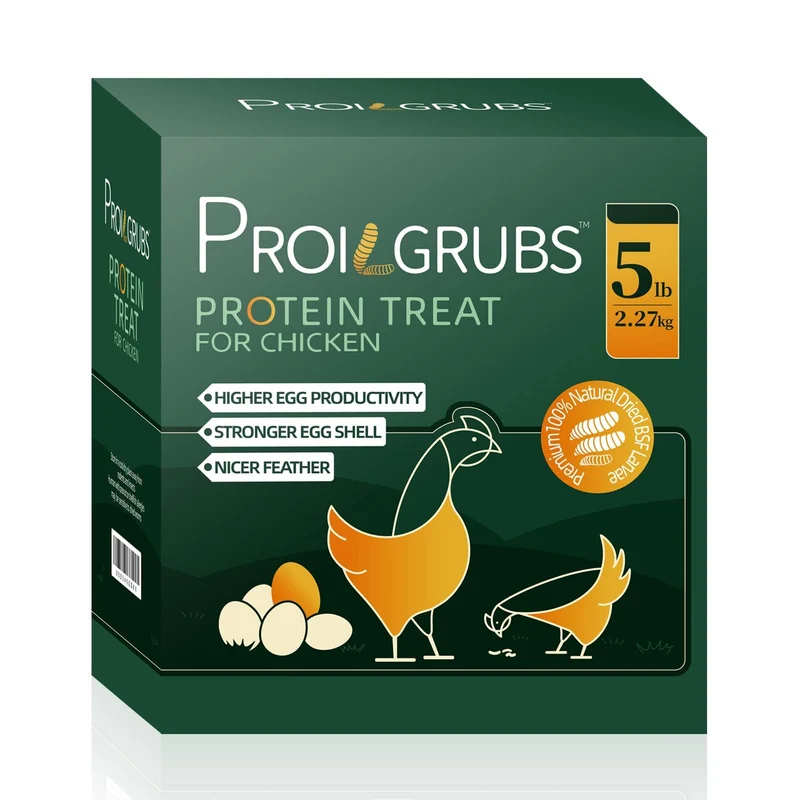 PROILGRUBS – 5 livres de larves de mouche soldat noire sèches, sans OGM, protéines élevées pour poules et volailles