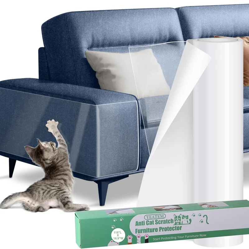 Yeatem Protège-Meubles Anti-Griffes en Vinyle Épais 162 x 15 po – Transparent et Durable
