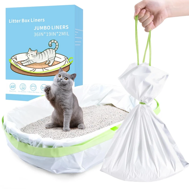 ACXZYYJ - Sacs pour Bac à Litière Jumbo 36 po x 19 po (36 pièces) – Cordon Renforcé & Usage Propre