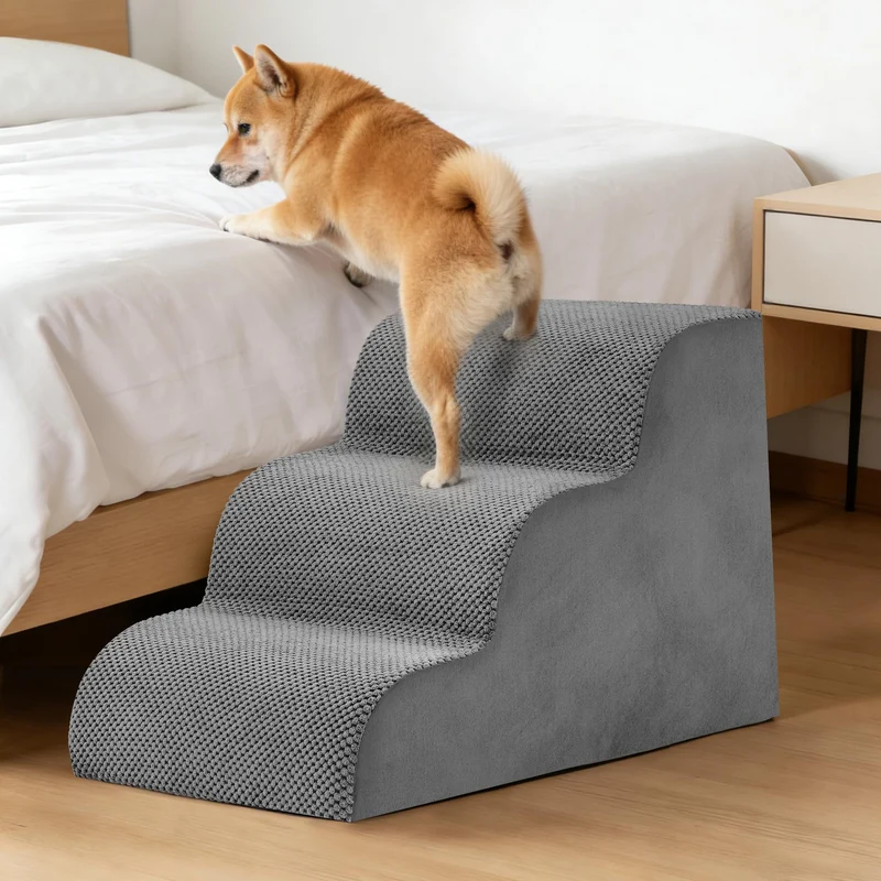 KMFurnila Escalier 3 Étapes pour Chiens et Chats – 16 Pouces, Antidérapant