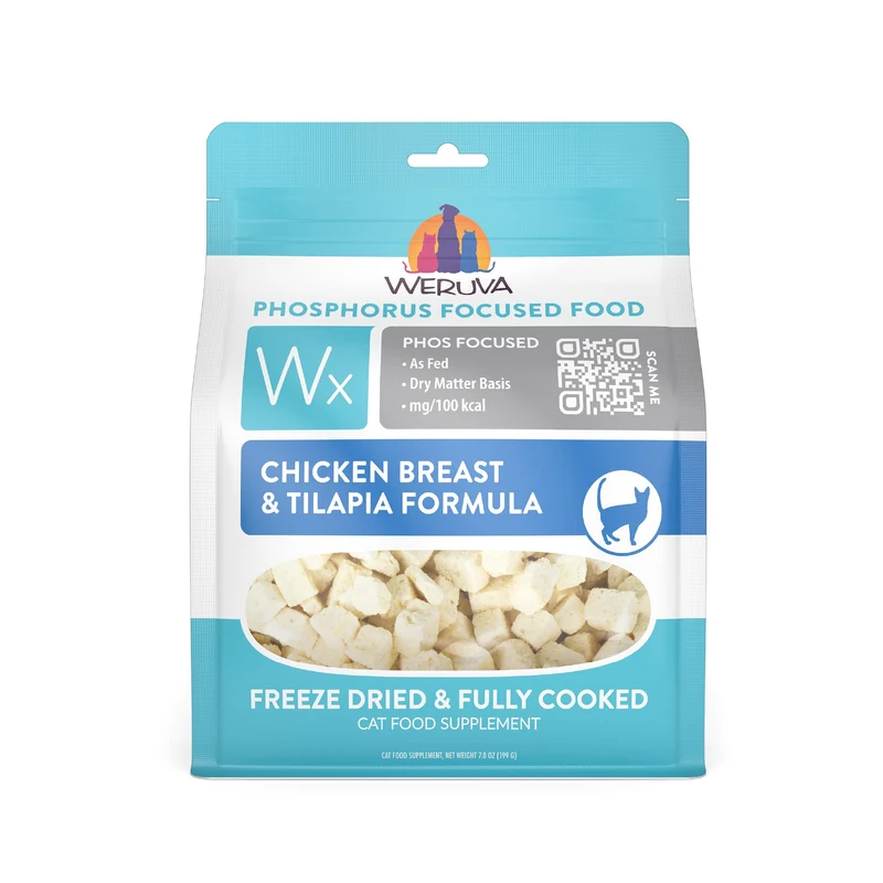 Weruva Wx Phos Focused Lyophilisé – Poulet sans peau et Tilapia, 7 onces, Pour Chats