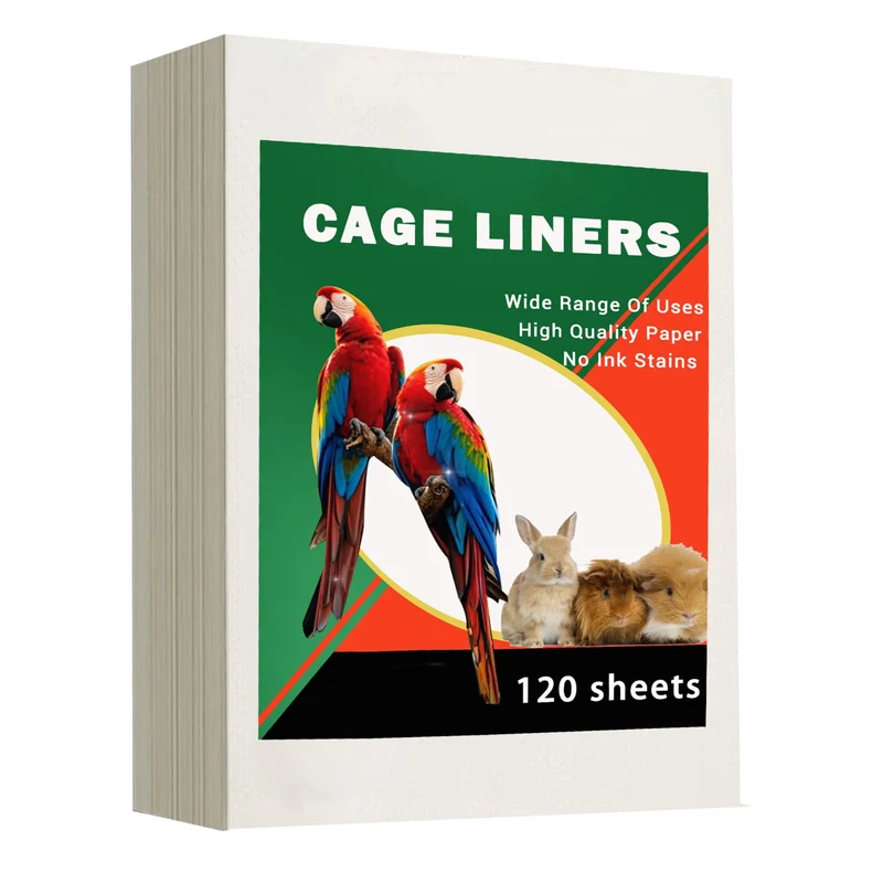 ZIQON 120 Papiers liner de cage Grand Format — Précoupés, Absorbants pour Oiseaux et Perroquets