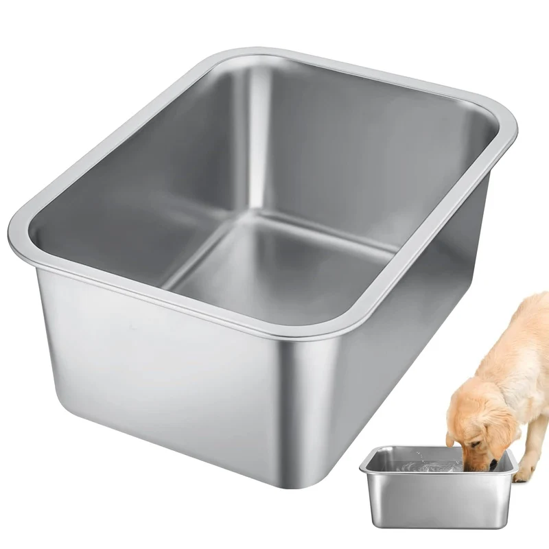 MEWTOGO – Gamelle pour chien extra large en acier inoxydable, 11,4 L (3 gal) – Sans déversement, grande capacité, intérieur et extérieur
