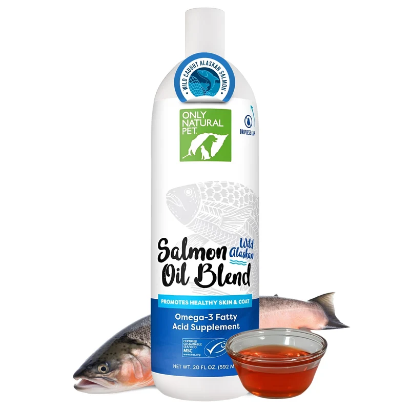 Only Natural Pet Huile Saumon Alaska Sauvage pour Chiens et Chats – Oméga 3 & 6, EPA & DHA – Soutien Articulations, Peau & Cœur – 20 oz
