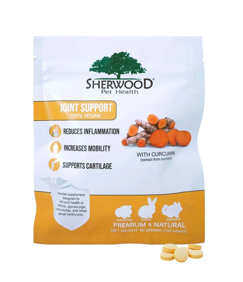 Soutien articulaire vegan — Sherwood Pet Health (100 comprimés, 50 g) – lapins, cobayes et chinchillas