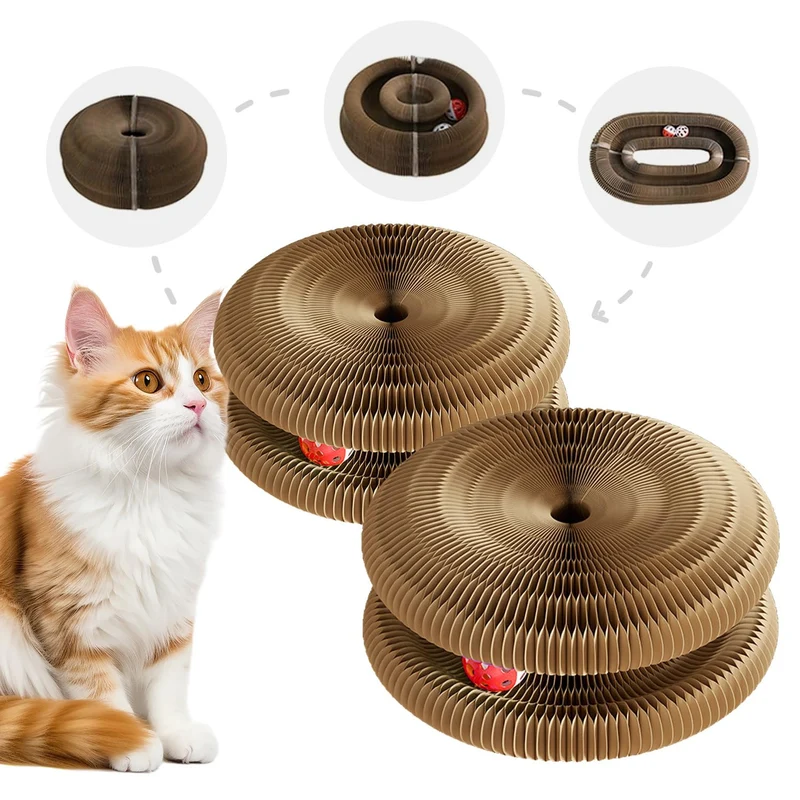 UILSPNG – Lot de 2 Jouets Chat : Grattoirs Carton, Structure Accordéon et Jeu Interactif