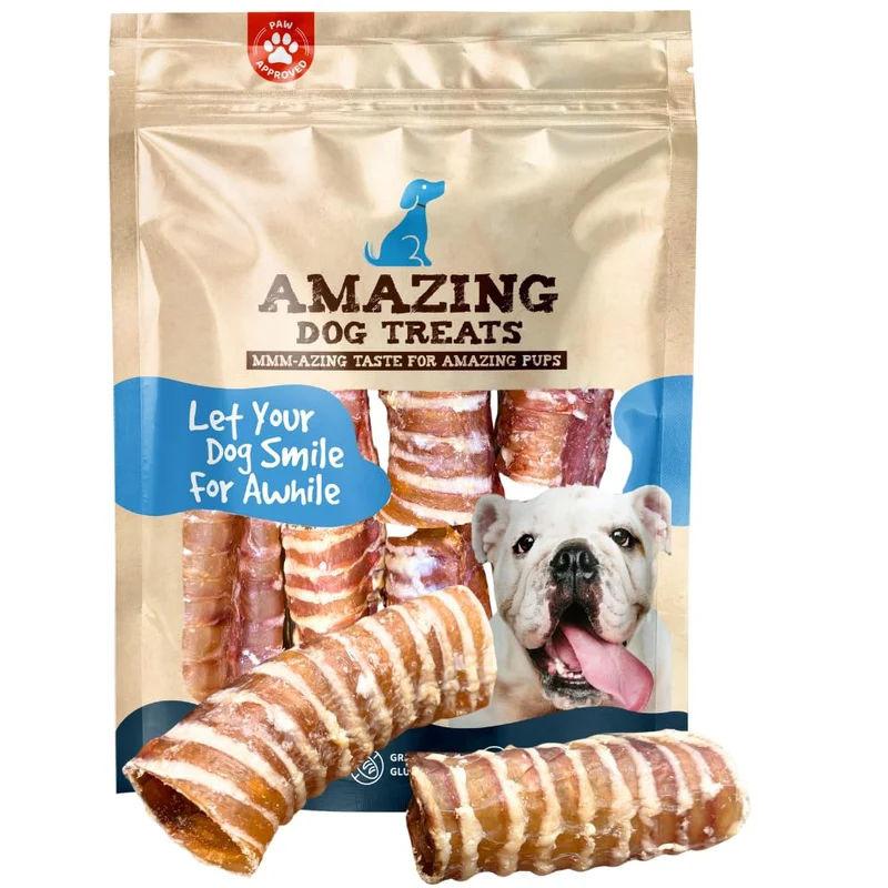 Amazing Dog Treats – Anneaux de trachée de boeuf 3-4 pouces (25 pièces) – Friandises pour chiens de qualité, idéales pour petits chiens et toutes les races, glucosamine et chondroïtine