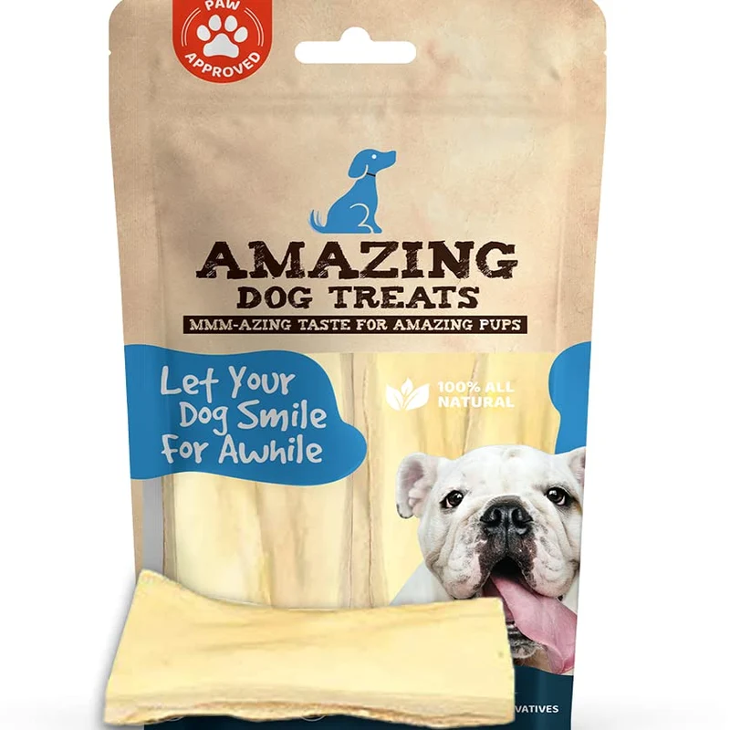Amazing Dog Treats - Bâtonnets premium de joue de boeuf pour chien (12 paquets, 6 pouces) - Sans odeur - Épais - Alternative au Rawhide