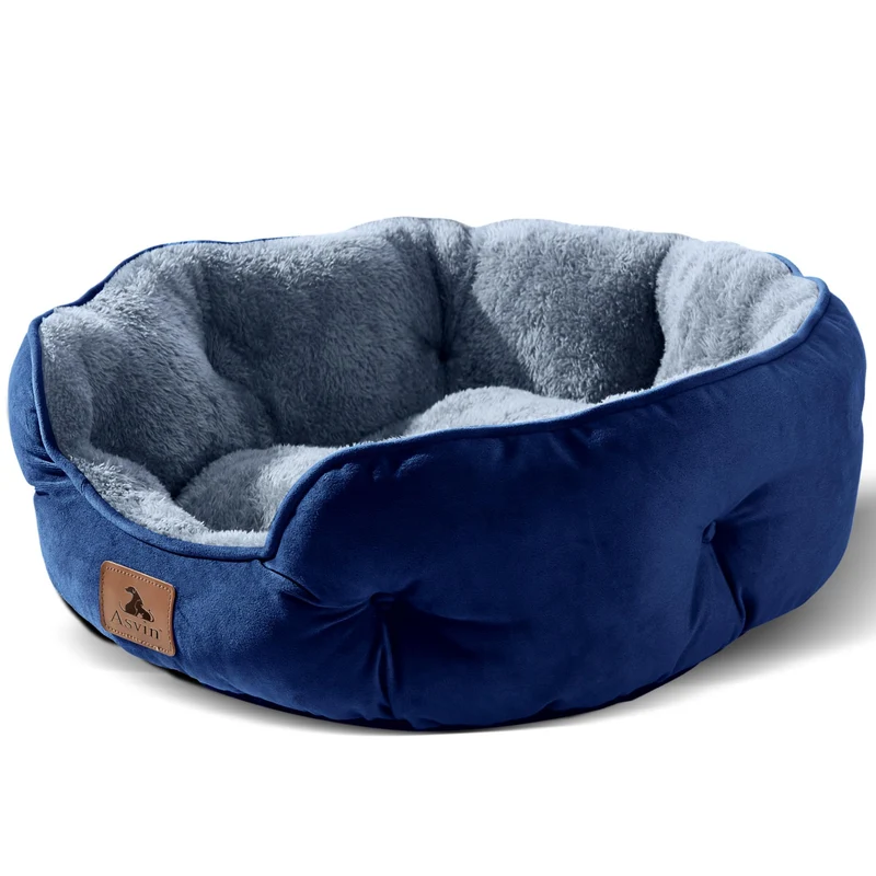 Asvin Nid Douillet pour Petits Chiens et Chats — 20 pouces, Bleu, Lavable en Machine, Anti-Glisse