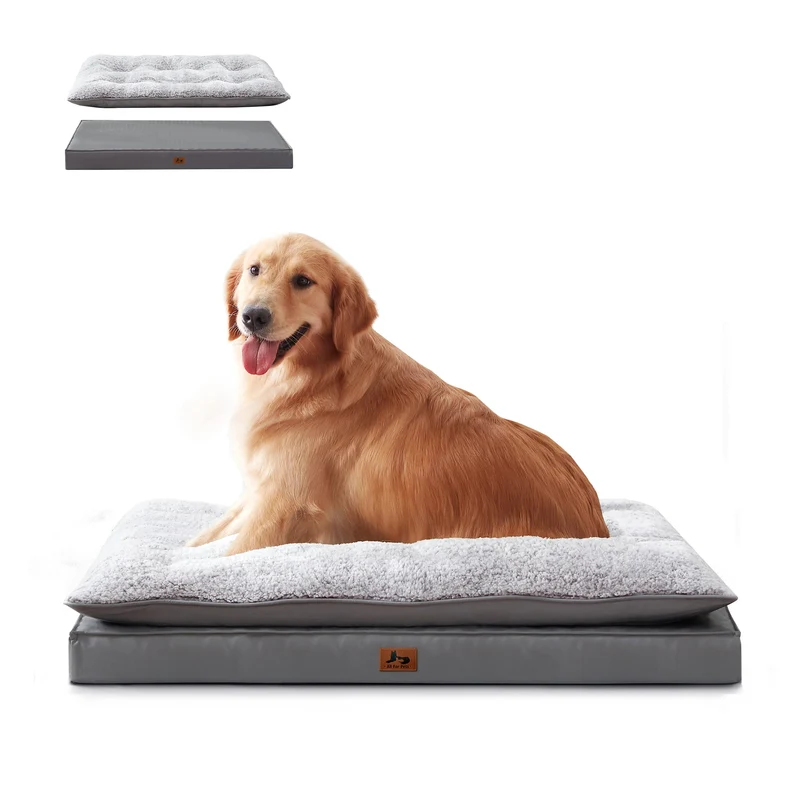 Warmrest — Lot de deux lits pour chien orthopédiques, imperméables et lavables (gris foncé)