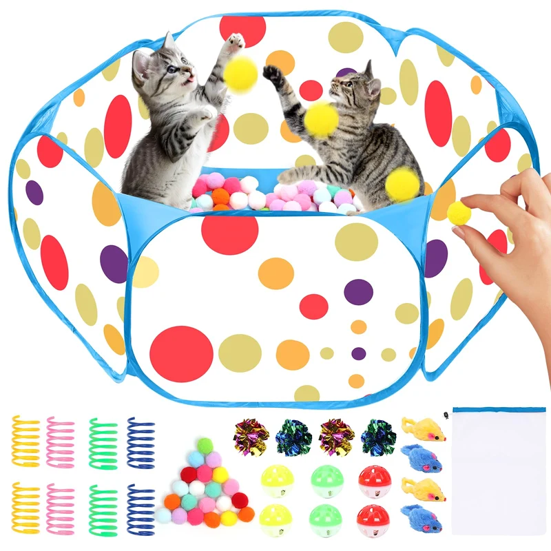 fooind Bassin à balles pour chats — Ensemble interactif 226 pièces (bleu)