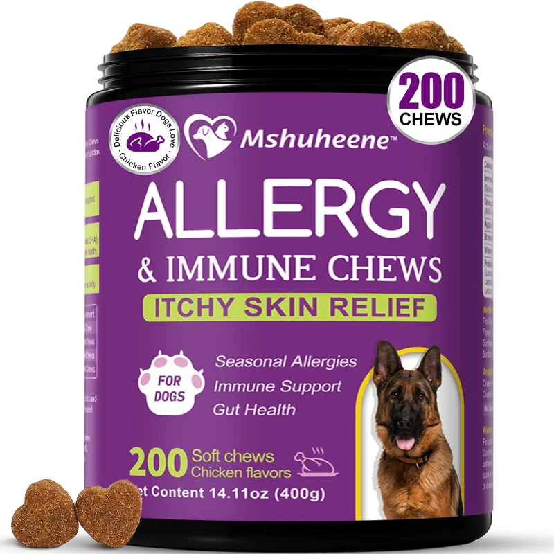 Mshuheene – Bouchées Allergie pour Chien (200 ct) | Soulagement démangeaisons, immunité et peau saine