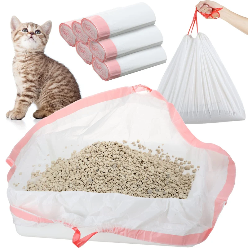 Thenshop Sacs Litière Extra-Larges 36 x 18 po – 60 Pièces Rose
