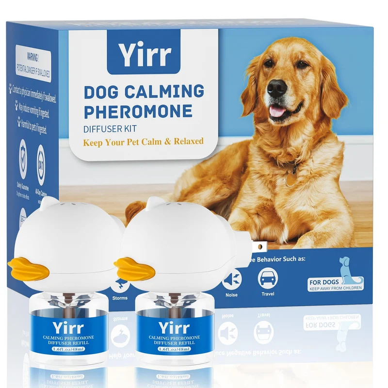 Yirr Diffuseur Calmant pour Chiens et Chiots – Phéromones Apaisantes, 2 Diffuseurs + 2 Recharges (48 ml)