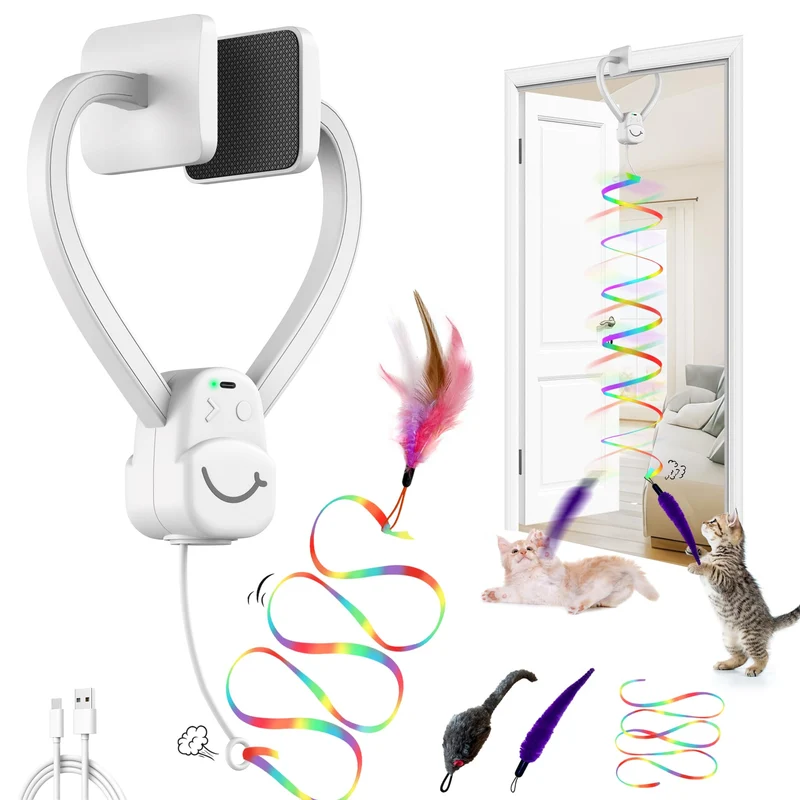 PANRIO — Jouet interactif pour chats d’intérieur : cadre de porte, rotation 360°, jeu autonome