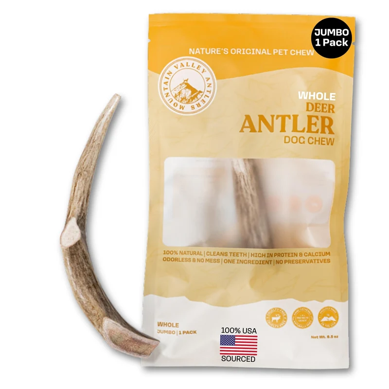 Mountain Valley Antlers – Cornes de cerf pour chiens, naturelles, sans odeur, longue durée – Lot unique