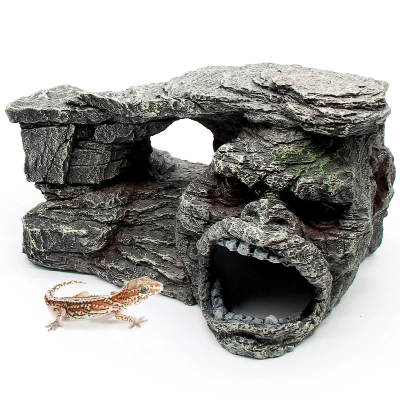Relaqcc Gecko Cache-Roche Escalier — Plateforme de Soleil et Grotte pour Reptiles