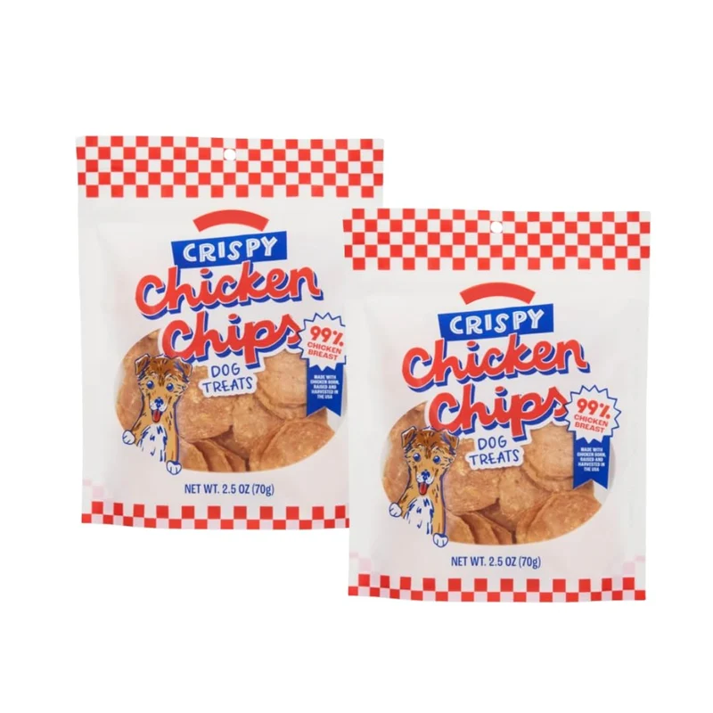 Trader Js Chips Poulet croustillants pour chien — 2 sachets de 70 g, 100% poitrine USDA, sans céréales