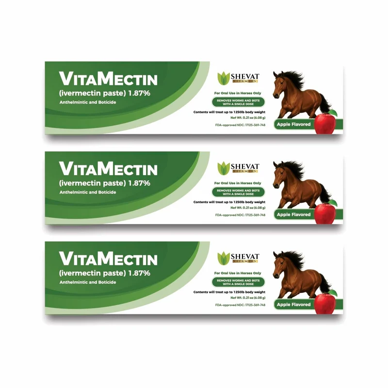 SHEVAT VITAMINS Pâte-cheval Arôme Pomme – Gel Oral 6,08 g (3 tubes) Dosage Ajustable