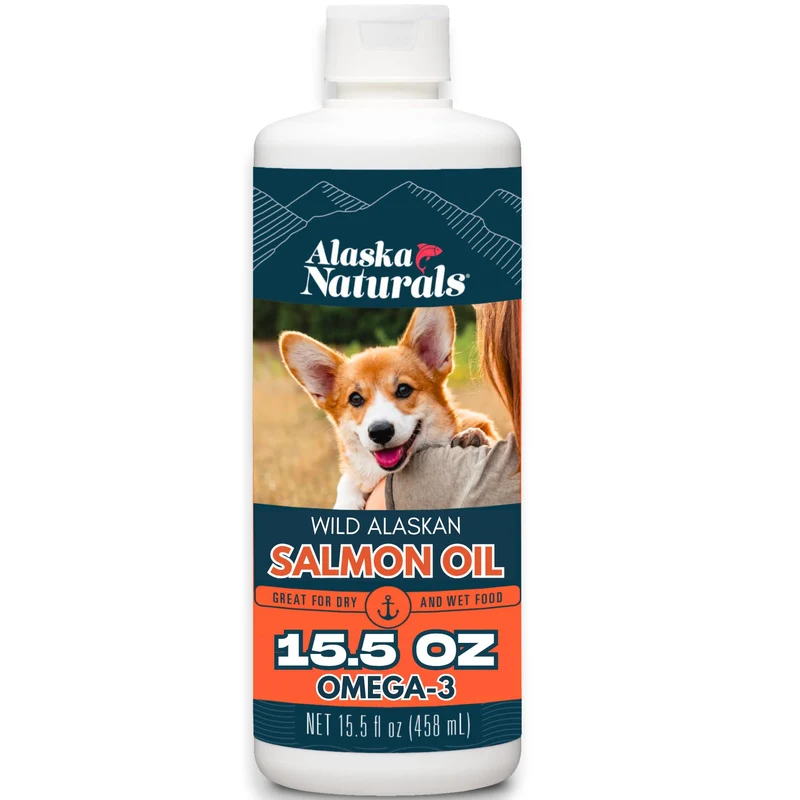 Alaska Naturals Huile de Saumon Sauvage d’Alaska pour Chiens – EPA/DHA, Peau et Pelage, 15,5 oz