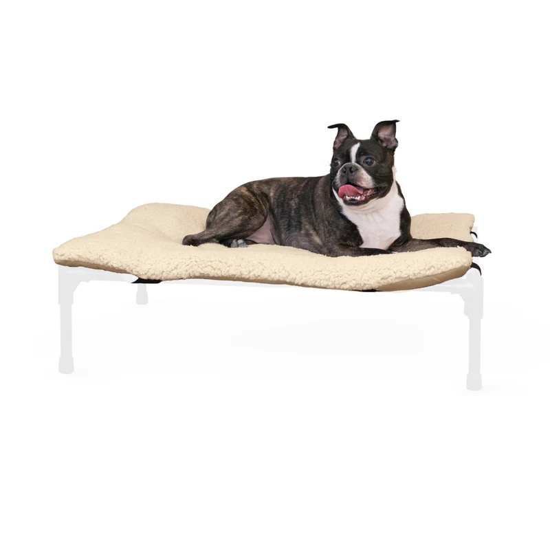 K&H Pet Products - Coussin pour lit surélevé de chien, confort pelucheux 32 × 25 po, beige
