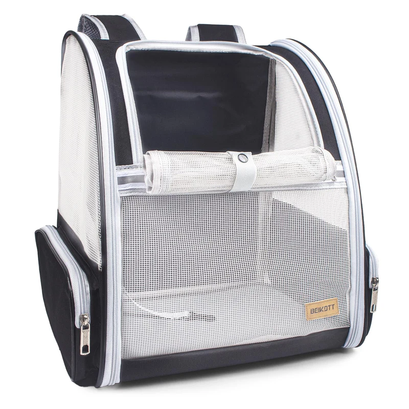 BEIKOTT Sac a dos porte-chat et animaux - Transport ventile pour voyage (Noir)