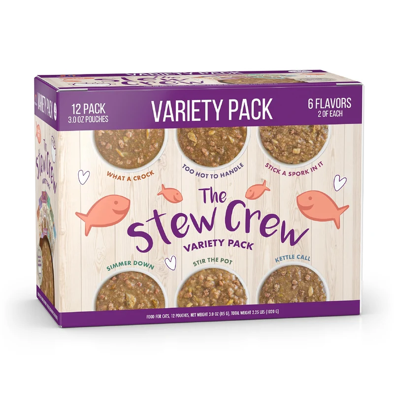 Weruva Classic Stew Chat — Lot Variété Stew Crew, Sachets 3 oz (12 sachets)
