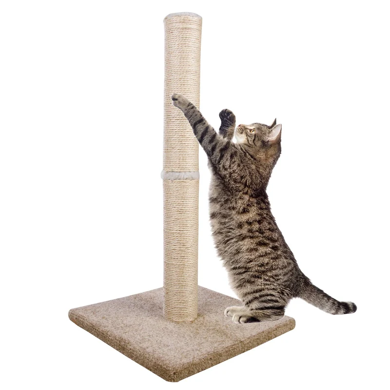 Dimaka Poteau Grattoir pour Chat – Hauteur 74 cm, Sisal Naturel, Base Lourde Beige/Jaune