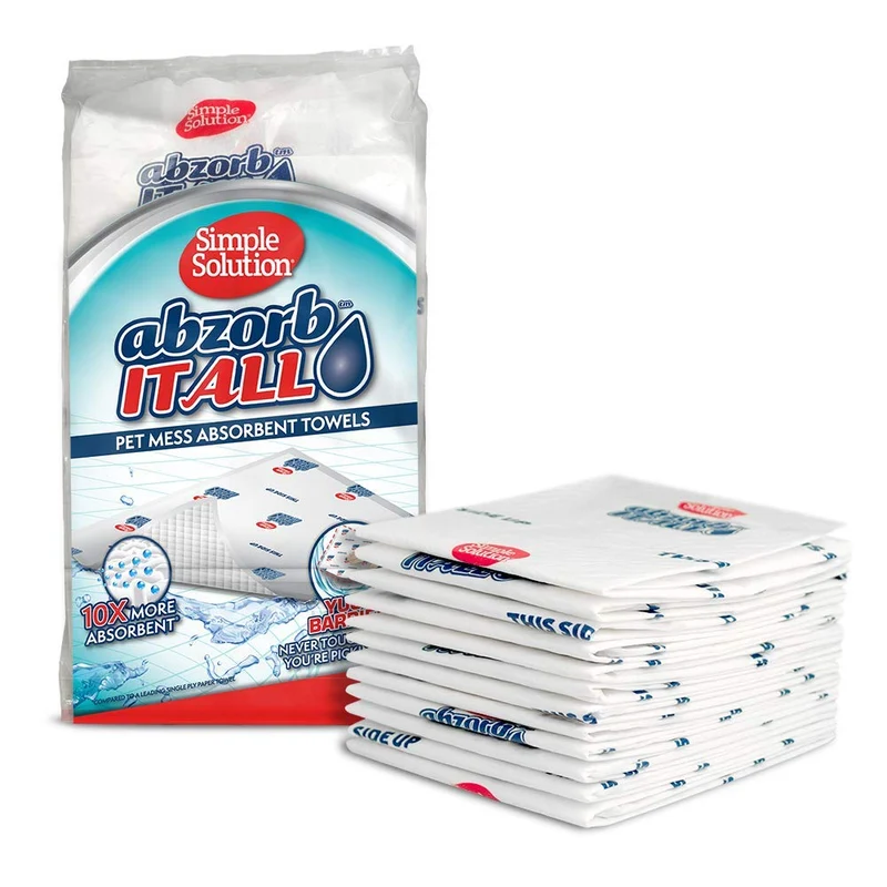 Simple Solution Abzorbitall Essuie-messes Absorbants pour Animaux – Nettoyage Multi-Surface, 12 x 17 po, 30 Lingettes
