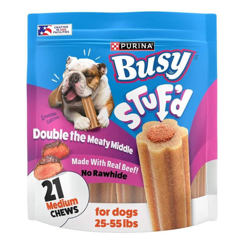 Purina Busy Stuf’d – Friandises à mâcher longue durée pour chiens moyens (21 pièces, pochette)