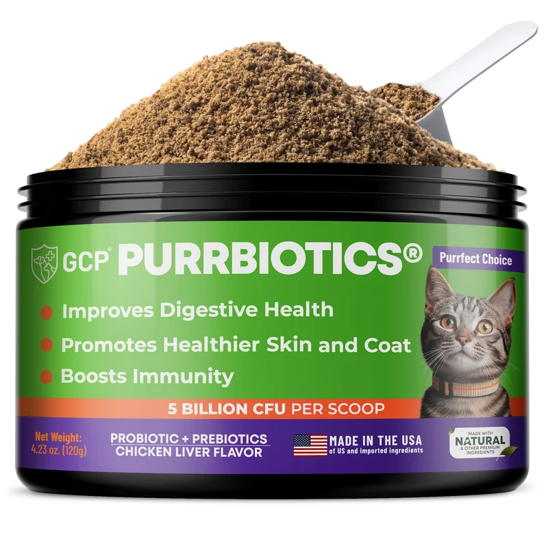 Guardian's Choice Purrbiotics – Poudre Probiotique pour Chat, 5 Milliards CFU, Saveur Poulet, 120 Portions