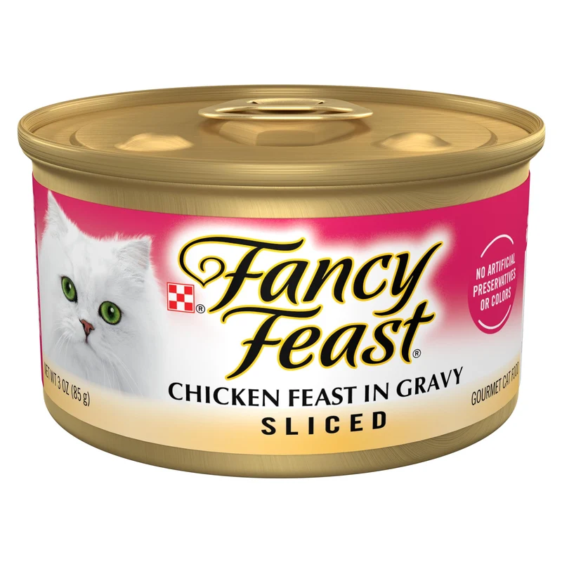 Fancy Feast Tranches de Poulet en Sauce — Pack de 24 boîtes de 85 g pour Chats Adultes