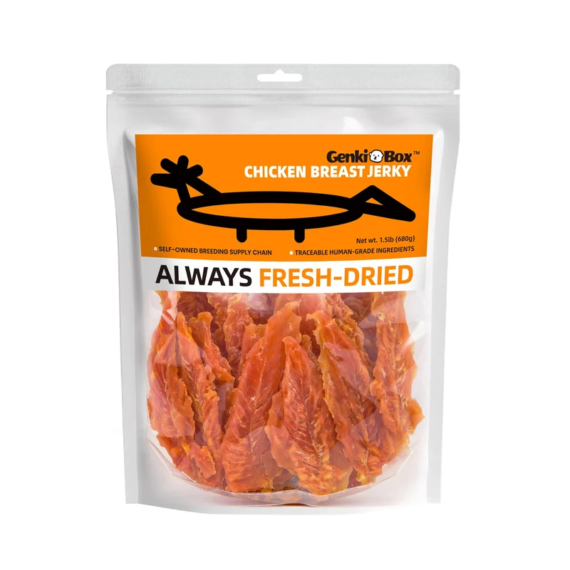 GenkiBox Friandises pour Chiens – Jerky de Poulet Premium, 1,5 lb, Qualité Humaine