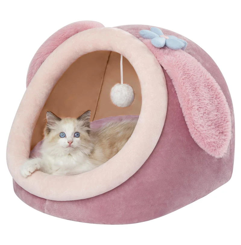Jiupety Cabane pour Chat Rose – Nid Douillet Indoor 6-10 lb (Taille M)