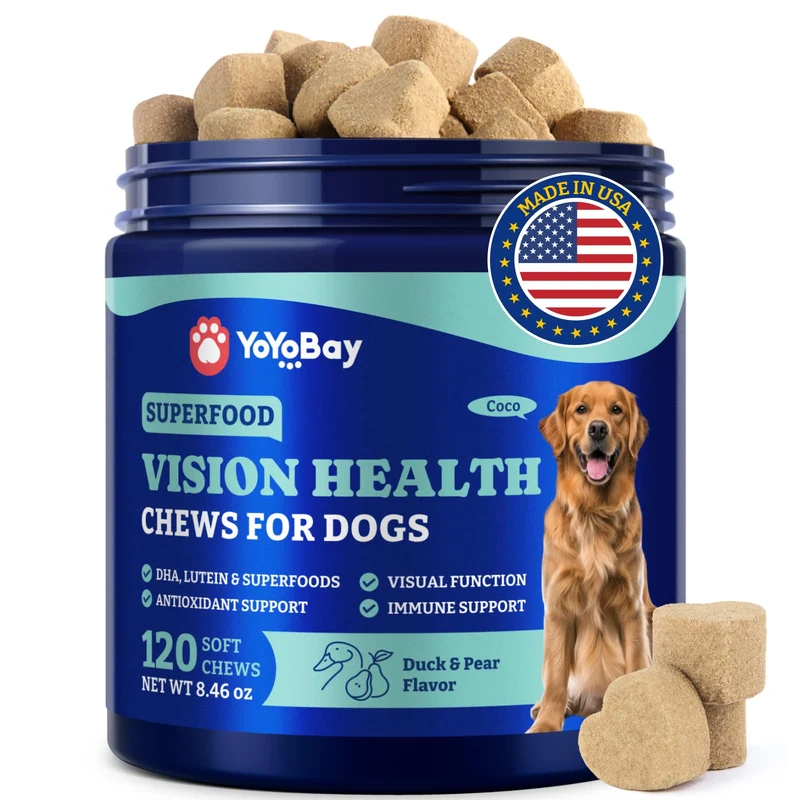 YoYoBay : Supplément Vision pour Chiens – 120 Friables Goût Canard et Poire