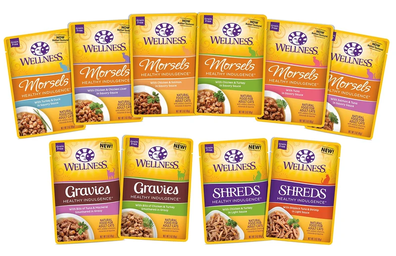 Wellness Healthy Indulgence : Pack Découverte de Sachets Humides pour Chat — 10 Saveurs, 3 oz chacun (10 sachets)