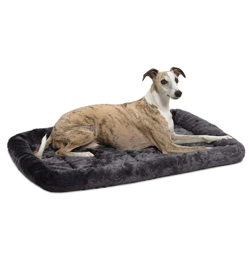 Lit QuietTime pour chien – MidWest, gris fausse fourrure, 36 pouces, lavable en machine, pour caisses et transports