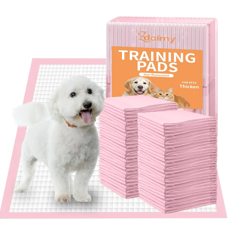 Tapis d’apprentissage Zdolmy pour chiens et chats – 100 pièces, absorption rapide, anti-fuites, 13 po x 18 po (rose)