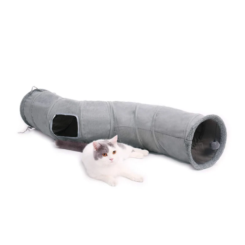 PAWZ Road Tunnel Chat en forme S – Tunnel pliable intérieur 46 po × 10,5 po