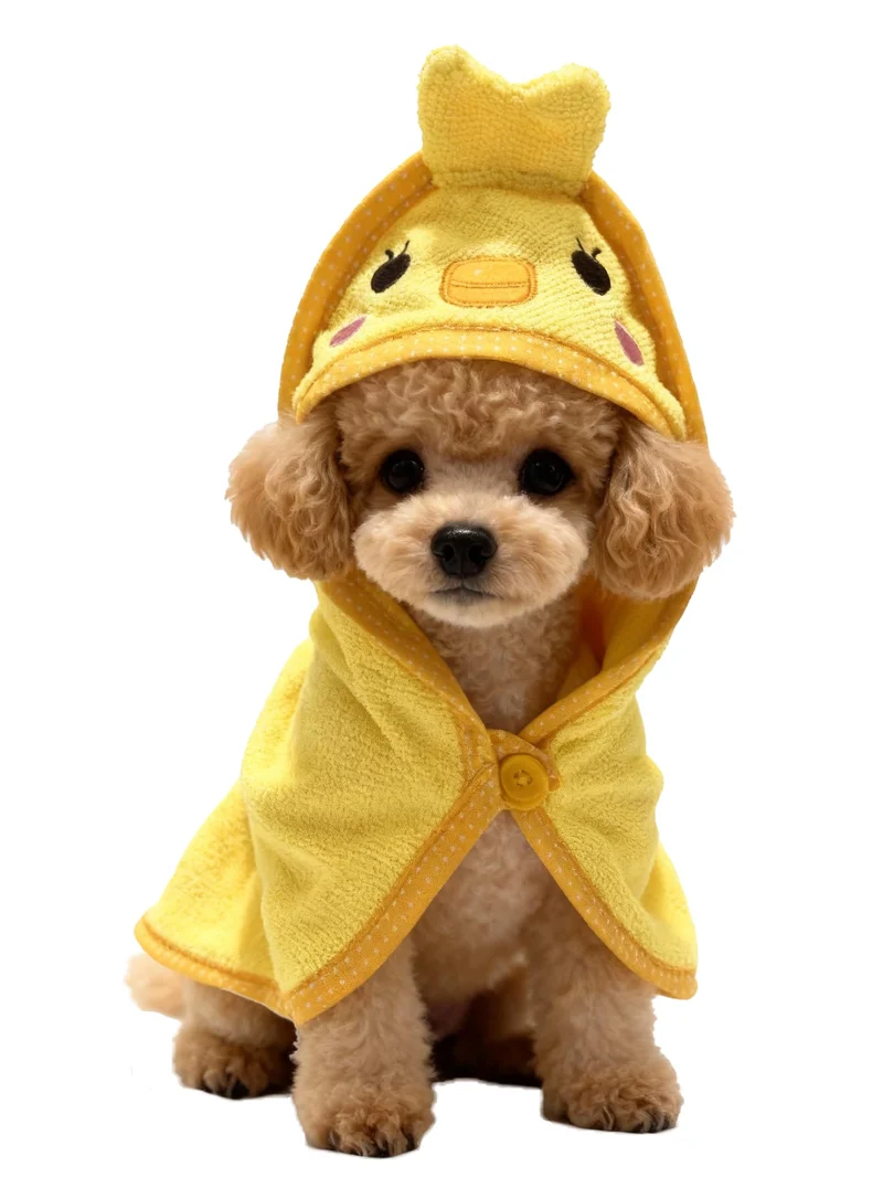 IOICYBF Robe de Bain à Capuche pour Chien – Séchage Rapide et Absorbante Jaune (Taille S)