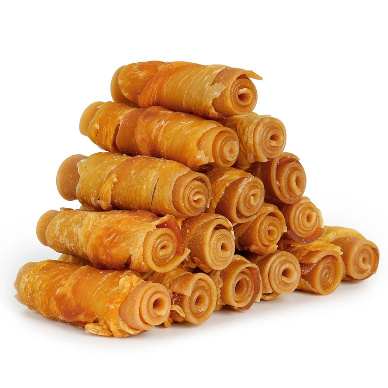 MON2SUN Friandises sans Rawhide pour chiens — Rouleaux poulet 3 pouces, saveur beurre de cacahuète, 21,16 oz