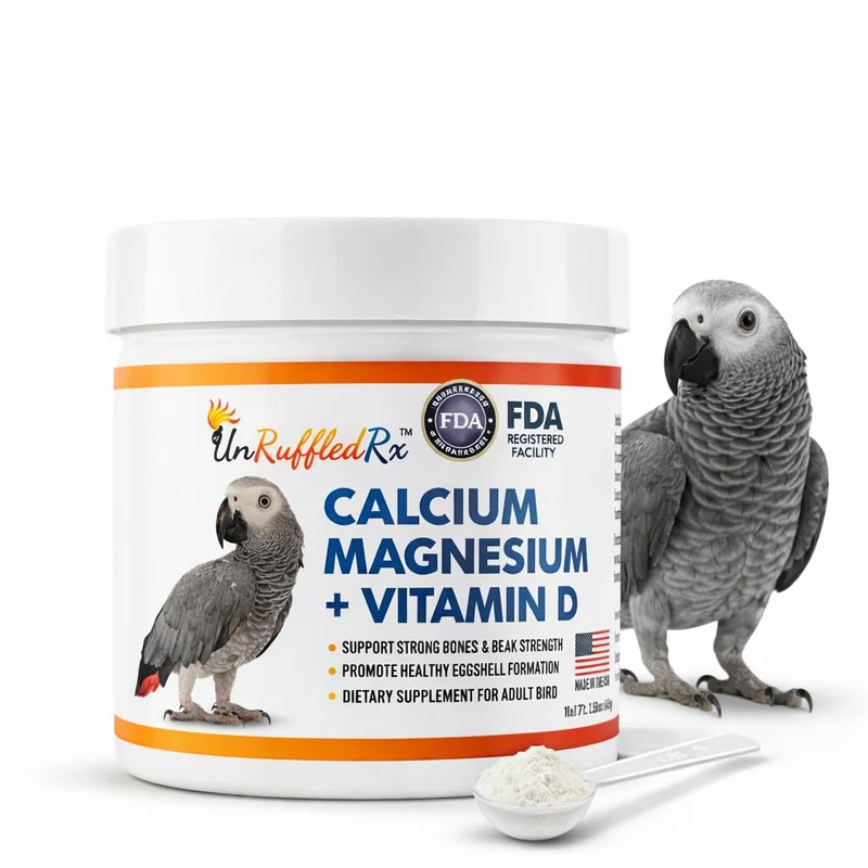 UnRuffledRx Bird Calcium Plus – Calcium, Magnésium et D3 pour des os solides, des plumes éclatantes et des œufs robustes