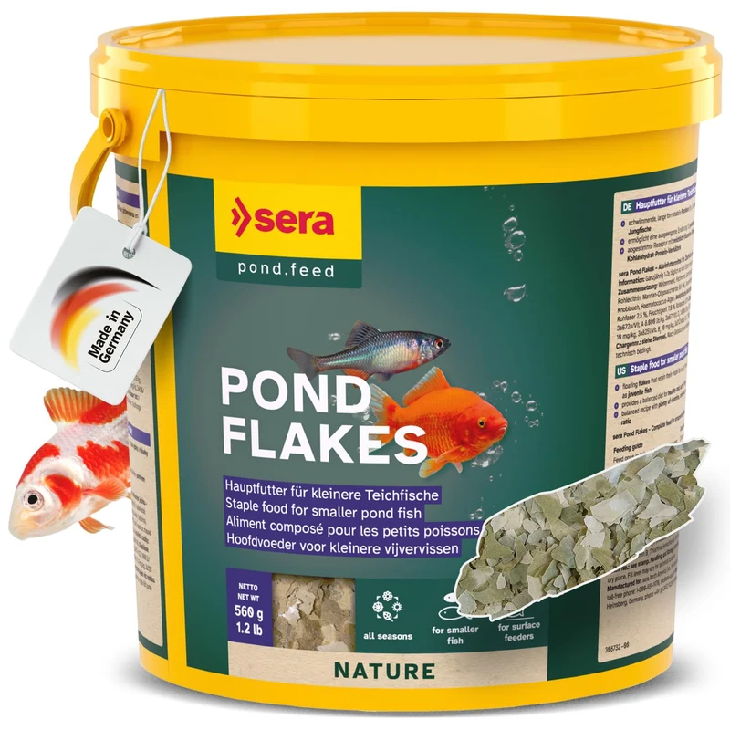 Sera Pond Flakes – Nourriture de base pour petits poissons d’étang | Riche en vitamines et minéraux | Régime équilibré pour poissons actifs